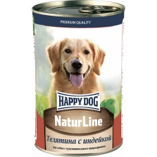 ХэппиДог Natur Line Консервы для собак, Телятина с индейкой, 0,410 кг 72244